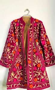 Handcrafted Velvet Animal Print Cotton Long Boho Kimono <b>Jacket</b> Elegant <b>Evening</b> Wear Statement Layer Festival Outerwear <b>for</b> <b>Women</b> - Product Image 4