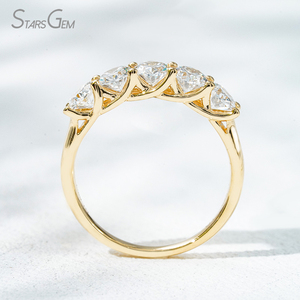 خاتم زفاف من الماس المختبري من ستارزجيم بوزن 2.0 قيراط، خاتم بخمسة أحجار بقطع بيضاوي من الماس المختبري، خاتم زفاف أبدي بوزن 2 قيراط - Product Image 3