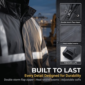 Conjunto Impermeable y Cortavientos para Motocicleta con Diseño de Doble Cremallera y Solapa Antitormenta para el Desplazamiento Diario <span class=keywords><strong>en</strong></span> <span class=keywords><strong>Moto</strong></span> - Product Image 5