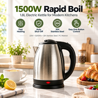 Bouilloire Électrique Portable en Acier Inoxydable 1500W, Vente en Gros Usine, OEM, Arrêt Automatique, Fonction Maintien au Chaud, Utilisation Domestique et Hôtelière