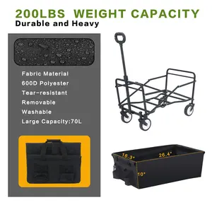 Eaynon Outdoor Utility Portable Garden Cart Beach Cargo Cart Trolley Foldable Camping Collapsible Folding Wagon Carts