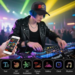 Gorra LED Programable al por Mayor con Pantalla RGB Personalizada, Control por Aplicación, Mensaje Desplazable en Idioma Personalizado, Gorra de Béisbol - Product Image 3