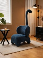 Fauteuil d'appoint en tissu en forme de girafe de dessin animé amusant, fauteuil de loisirs individuel en peluche bouclée pour salon, chambre, appartement, usage domestique