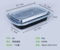 Boîtes à lunch rectangulaires en plastique PET épaissi, écologiques, de style américain, avec couvercles, pour salades, pains, sushis, emballages alimentaires