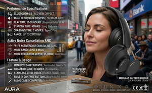 Headphone <span class=keywords><strong>Bluetooth</strong></span> 6.0 Hybrid ANC dengan Baterai yang Dapat Diganti, Sesuai Standar EU 2027, Peredam Kebisingan Aktif, 8 Mikrofon, Driver 40mm - Product Image 4