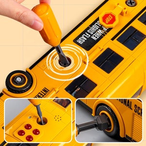 Montaje DIY 3D bloques de construcción acústica óptica inercia autobús escolar fricción coche de juguete niños música ligera tamaño grande coche eléctrico Juguetes - Product Image 5