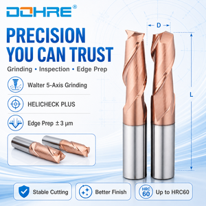 DOHRE <span class=keywords><strong>UEX</strong></span> HRC60 Fraise carrée CNC à 2 dents droites en carbure avec revêtement TiAlSiN 1/4 pour acier de moulage - Product Image 4
