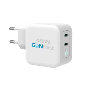 US/EU/UK/Japan/Korea plugs 40W GaN Mobile Phone Charger, 2 port USB C PD Wall Charger for Notebook pro, phone