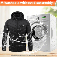 Veste chauffante rechargeable à 21 zones chauffantes avec col montant et fermeture éclair pour le camping en plein air, le ski, la pêche