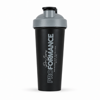 Bouteille shaker de sport en plastique PP sans BPA, avec impression de logo personnalisé, 400 ml, 600 ml, 800 ml, 1000 ml, noire, avec boule mélangeuse