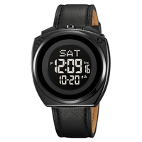 Jam Tangan Digital Olahraga Pria SKMEI 2241 dengan Timer Mundur, Tali Kulit, Lampu LED Belakang, Krono, Alarm