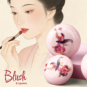 ลิปสติกบลัชออน 2 in 1 แบบบาล์มในกระปุกเซรามิกสไตล์จีนโบราณ สีแดงธรรมชาติ เม็ดสีแน่นติดทนนาน แต่งหน้าโทนนู้ดสำหรับริมฝีปากและแก้ม - Product Image 2