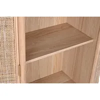 ESTANTE DE MADERA DE CAUCHO Y RATÁN DE PIE 88X36X180 NATURAL