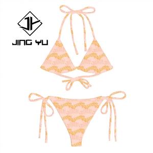 Conjunto de Bikini Micro Texturizado con Estampado Hawaiano Nuevo 2025, Personalizado OEM, Ecológico, de Poliéster - Product Image 2