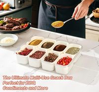Boîte à goûter portable moderne en PP moulé par injection, écologique, avec 8 compartiments individuels, plateau de service divisé, couvercle et poignée