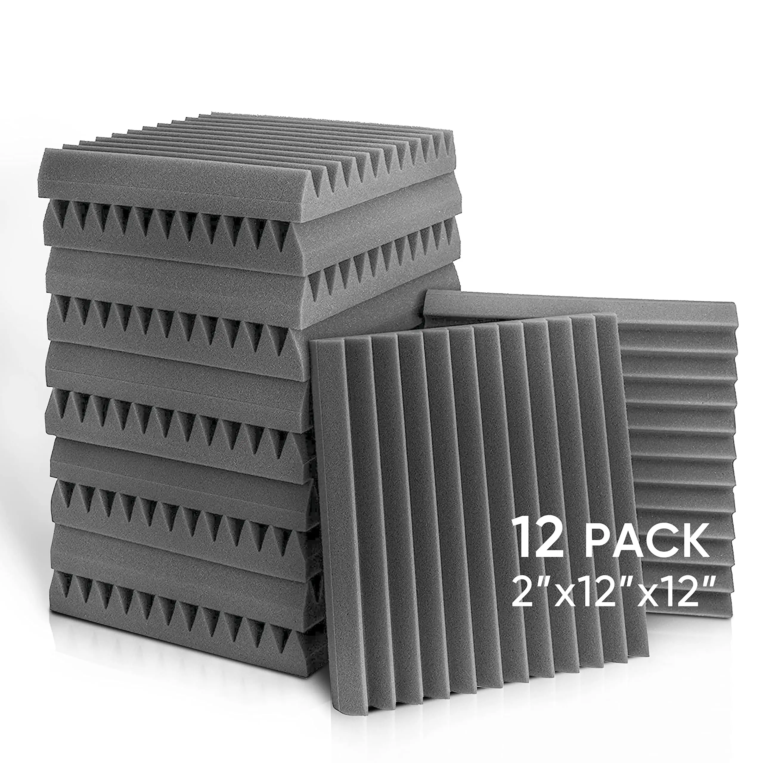 Acoustic Foam Panels 2" X 12" X 12" Studio Wedge Tiles Sound Panels wedges Soundproof Foam Padding Sound Insulation Absorbing