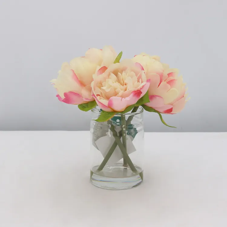 3 tiges petites décorations pour la maison en soie pivoine fleur en pot