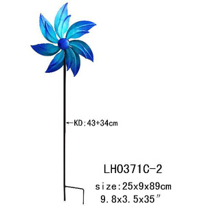 Doppia lama colorata ruggine fiore scultura giardino girandola picchetti giardino bastone metallo 3d all'ingrosso <span class=keywords><strong>wind</strong></span> <span class=keywords><strong>spinner</strong></span>