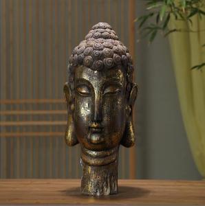 Tête de <span class=keywords><strong>Bouddha</strong></span> sculptée à la main en résine de haute qualité, processus de sculpture sur <span class=keywords><strong>bois</strong></span> vieilli, statue de <span class=keywords><strong>Bouddha</strong></span> personnalisable, décoration tendance - Product Image 2
