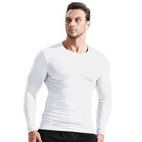 Collants de sport unis pour hommes, vêtements de fitness anti-boulochage, élastiques, à manches longues, séchage rapide, respirants, pour le basketball, la course et l'entraînement