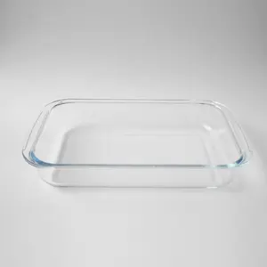 Plato de vidrio transparente rectangular para hornear, plato para Cocina