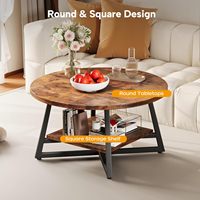 Table basse ronde moderne avec rangement, design en bois durable pour salon et bureau à domicile, idéale pour les petits espaces, montage facile