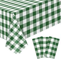 Lot de 3 nappes à carreaux vert et blanc pour Noël et Thanksgiving, décorations de fête, 54x108 pouces, bord festonné, plastique de haute qualité