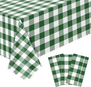 Lot de 3 nappes à carreaux vichy vert et blanc, décorations pour fête de <span class=keywords><strong>golf</strong></span> Masters, 54 x 108 pouces, nappes à carreaux vertes festonnées - Product Image 1