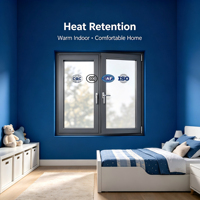 Ventana Abatible de Aluminio Resistente al Agua y al Viento, Insonorizada, de Alta Eficiencia, con Doble Acristalamiento Aislante, Diseño Moderno