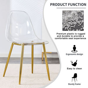 Modern Dining <b>Chairs</b> with Transparent Acrylic and Shiny Gold Legs Lightweight & Durable Home Furniture for Banquet Events - Product Image 2