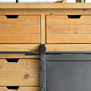 Vintage Rustic <strong>Industrial</strong> Style MDF Metal Barn Door Cabinet Coffee Bar Buffet <strong>Sideboard</strong> for Living Room Wood Storage Accent Home - Product Image 6