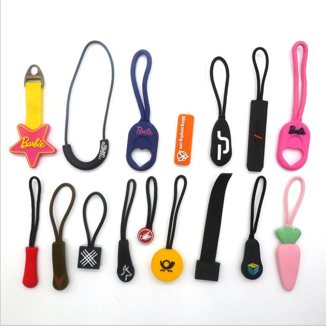 Rapid Custom Colorful Soft Pvc Zipper Pull Clothing Rubber Plastic Silicone Cord Zip Pullers