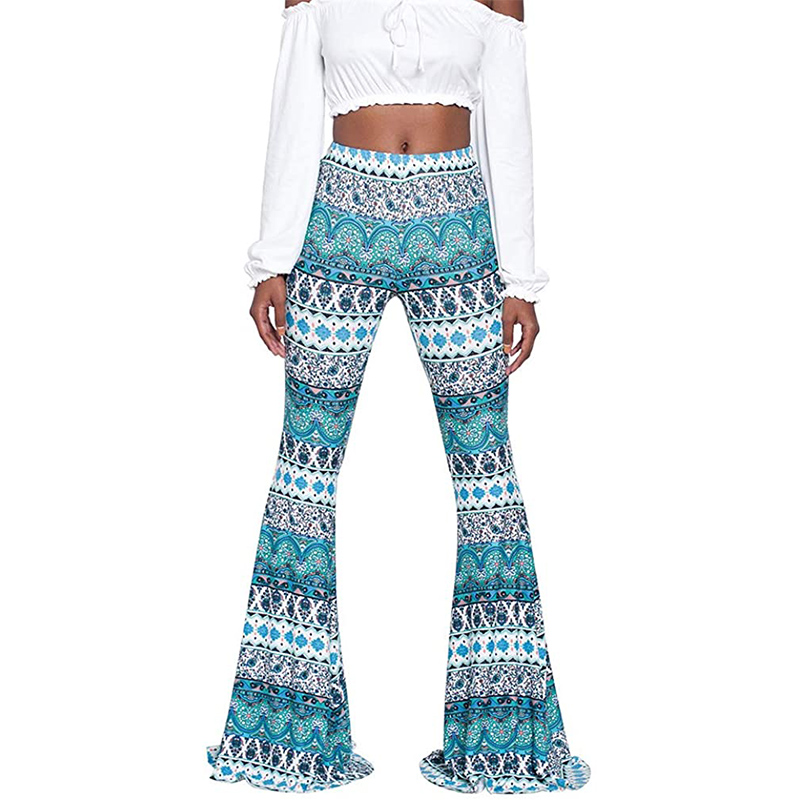 Pantalon bleu imprimé ethnique