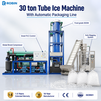 Machine à glace en tubes de 30 tonnes, haute productivité, entièrement automatique, avec usine d'emballage pour usine de glace