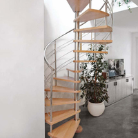 Escalier en colimaçon moderne minimaliste, escalier en spirale intérieur avec rampe en câble pour appartement