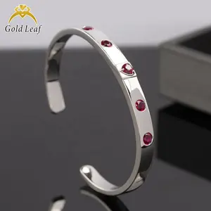 wholesale custom fashion jewelry Charms Bangle 925 sterling silver Diamond bracelet plated platinum Corundum bracelet