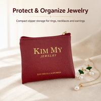 Sacs d'emballage pour bijoux personnalisés avec logo, boucles d'oreilles, colliers, bagues, petite pochette en similicuir suédé avec fermeture éclair