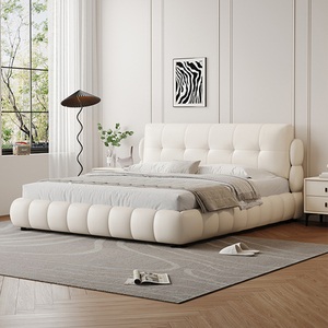 Современная мягкая роскошная кровать с обивкой кремово-белого цвета, высококачественная кровать размера «<span class=keywords><strong>king</strong></span>-size» в дизайнерском минималистичном стиле для дома - Product Image 6