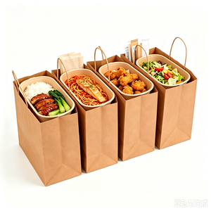 Factory Customizable Sizes logo Colors for Restaurant <b>Packing</b> Takeaway Lunch Boxeswholesale Kraft Paper <b>Bags</b> - Product Image 1