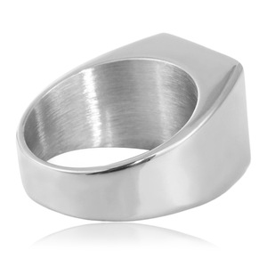 European American Style <b>Titanium</b> Steel Black Stone Ring Square Geometric Men's Punk Jewelry - Product Image 3