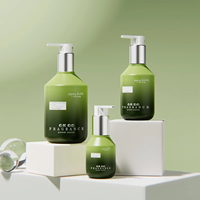 Nouvelle bouteille en verre cosmétique à épaule inclinée avec pompe en aluminium verrouillable 300ml/150ml/50ml, flacon rechargeable pour savon liquide et shampoing