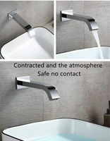 Robinet moderne à capteur automatique à double poignée en laiton et ABS mural de type intégré pour lavabo pour salle de bain et cuisine