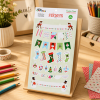 Ventes chaudes, autocollants en papier colorés à motifs de dessins animés, autocollants auto-adhésifs avec laminage brillant pour la décoration de Noël