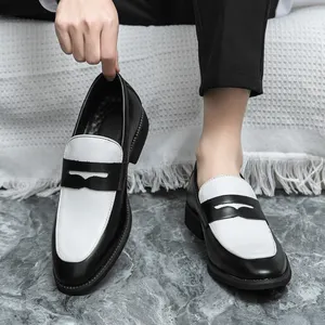 Slip-on Business Mens Formal Shoes Size 38-46 Men Shoes Black White Men Loafers Pu Leather Dress Shoes