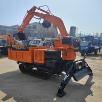 Mini-excavatrice sur chenilles à moteur diesel avec boîte de vitesses et couple élevé, machine agricole