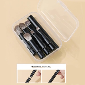 Têtes de brosse en fibres synthétiques détachables et remplaçables, manche en métal, 6 têtes, ensemble de pinceaux de maquillage professionnel multifonctionnel portable - Product Image 1