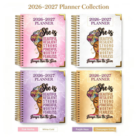 Personnalisez votre design : Carnet de notes/journal/agenda en cuir à spirale, format B6, pour femmes noires
