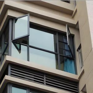 Fenêtres modernes à triple vitrage Portes en alliage d'aluminium Vitrail Ouverture horizontale Modèle en acier inoxydable - Product Image 5