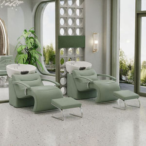 Fauteuil de lavage en acier inoxydable doré avec raccords d'eau, lit de lavage personnalisable pour salon de coiffure - Product Image 5