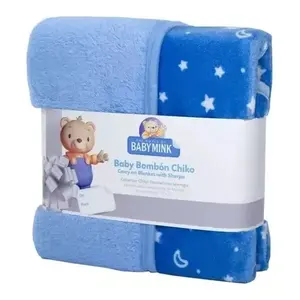Couverture rectangulaire pour bébé Baby Mink Baby Bombon Chiko, motif bleu céleste, pour l'hiver, usage domestique - Product Image 1